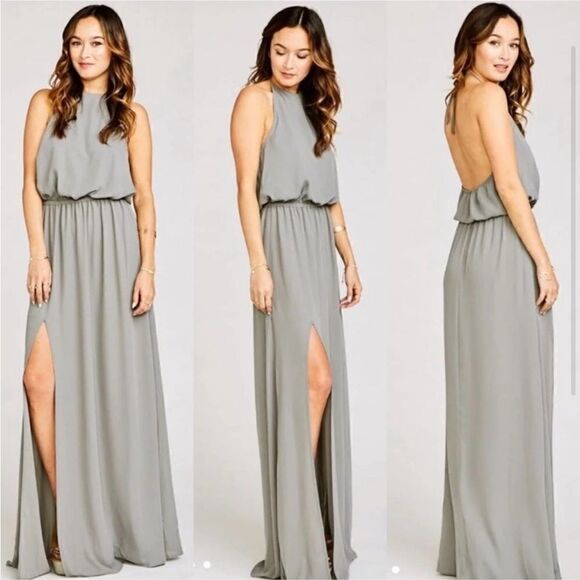 Show Me Your MUMU Heather Halter Dress Gray - Picture 1 of 13